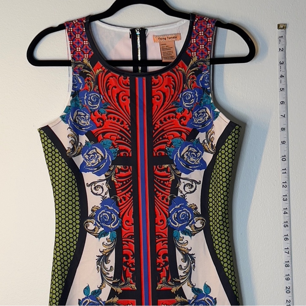 FLYING TOMATO Women’s Size M Multi Colored Back Zip Up Midi dress - Picture 3 of 7